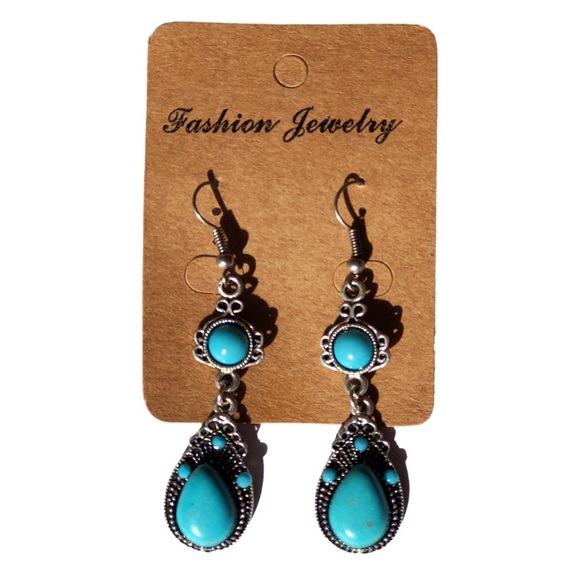 Artisan Turquoise Dangle Earrings - Picture 2 of 6